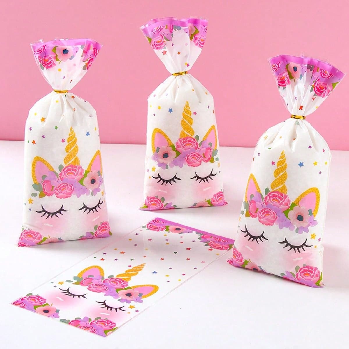 25 pièces de sacs de licorne avec attache torsadée en métal, accessoires de mariage pour emballages de cadeaux, faveurs de fête d'anniversaire,